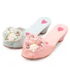 Детские туфли весна и осенние девочки на высокой каблуке сандалии принцессы сладкие жемчужины прилив цветок Gilrs.