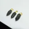 Pendant Necklaces Natural Stone Labradorite For Women Jewelry Making Charms Gold Crown Cap Pendulum 5pc Deep Grey Face
