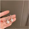 Stud Fashion Jewelry S925 Sier Post Stud oorbellen Faux Pearl Leuke zoete strass Rabbit Ear Drop Delivery DHDF4