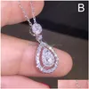 Pendant Necklaces Water Drop Pendant Necklace For Women With Shiny Cubic Zirconia Fancy Female Party Jewelry Birthday Gift Delivery Dh5Eo