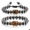 Perles Perles Bracelet Bijoux Hommes Hématite Pierre Naturelle Charme Antique Couronne Bracelets À La Main Magnétique Ami Cadeaux Drop Delivery Dhlxk