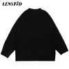 Herrtröjor Lenstid Autumn Men Overized Sticked Jumper Hip Hop Graphic Print Streetwear Harajuku Loose Fashion Casual Pullovers 221202