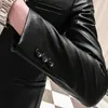 Men's Suits Blazers Men Black Slim Fit Blazer Hombre PU Leather Jacket Male One Button Business Casual Prom Korean Coat 221201