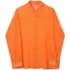 Chemises décontractées pour hommes Chemise à manches longues transparente à manches longues pour hommes avec pli personnalisé Orange vif Rouge Tops à la mode