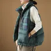 Vêtes de femmes Vections Colorblock Plaid Down Down Veste Parka Femme Viete Sans manches En vrac chaud en hiver Snow Coat Couple Models 221202