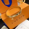 Bracciale rigido in oro di marca da donna, braccialetto con trifoglio, design delicato, confezione regalo, coppia, accessori per la famiglia, moda