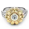 Bandringe Zirkonia Blume Sonnenblume Ring Gold Diamant Ringe Desiger Verlobung Für Frauen Modeschmuck Drop Lieferung Dhtuu