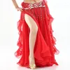 Stage Wear 12 Colour Professional Women Belly Dance Costume 2 Layers Full Slit Skirt Girls Double Split Dancing Costumes