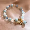 Charm Bracelets 2022 Aquamarine Fishtail Forest 팔찌 작은 신선한 보석 여자 여자의 달콤한 액세서리 파티 절묘한 선물