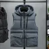 Hommes gilets mode sans manches veste hommes épaississement 100 coton gilet chapeau à capuche chaud gilet hiver décontracté gilet 221202