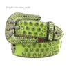 2022 Designer Ceinture Bb Simon Ceinture Squelette Vert Flash Diamant Série Hommes et Femmes Même Allongé Large Aiguille Boucle Style Punk Encart