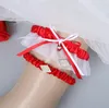 2ピース花嫁のための白い赤い結婚式のブライダルガーターセットウェディングブライダルレッグガーターはstock8037654で安い