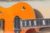 Jazz Semi-Hollow Double F Hole Orange Electric Guitar Gold Hardware Rectangular Frets Rosewood Fretboard