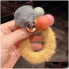 Hair Rubber Bands Winter Autumn Women Grils Plush Ball Hariy Round Elastic Hair Bands Scrunchies Korean Exquisite Headwear Accessori Dhaeh