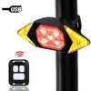 Luzes de bicicleta Turn Sinais de giro sem fio Controle remoto Montanha USB Bicicleta recarregável Fisco de farol 221201