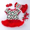 Set di abbigliamento Neonata di Natale per bambini Pagliaccetto Cotone Manica corta Bambino Babbo Natale Tuta Tutu Dress Costumi 2022