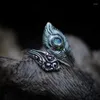Cluster Rings 925 Vintage Thai Silver Moonstone Opening Feather Ring Party Gift Jewelry Wholesale