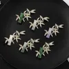 Vintage Style chinois Zircon bambou broche femme plante verte fleur broches rétro costume broche accessoires vêtements Corsage