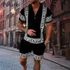 Herrsp￥rar Summer Polo Shirt For Men High Quality Shorts Casual 2 Piece Set dragkedja Skjortor Luxury Fashion Man Clothing Business Business