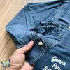 Kurtki męskie ludzkie kurtki dżinsowe Wysokiej jakości hafty pies długie rękawy dżinsowe koszule mężczyźni kobiety niebieskie kieszonkowe kurtki t221202