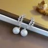 Dangle Lustre Micro Pave De Luxe Nouvelle Perle Boucles D'oreilles Pour Les Femmes Style Coréen 2022 Simple Mode Bijoux Boucles D'oreilles Bijoux