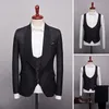 Men's Suits Blazers 3 Piece Floral Wedding Tuxedo for Groom with Big Black Collar Men Business Jacquard Pattern Male Fashion Costume 221201