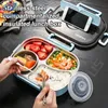 Lunch Boxes 4 Grid Thermal Lunch Box Leakproof Bento Box 304 Stainless Steel Microwave Boxs for Work Picnic Food Warm Keeping Storage Boxes 221202