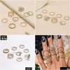 Band Rings Fashion Jewelry Vintage Knuckle Ring Set Rhinstone Geomtric Five Piont Star Rings Sets 8Pcs/Set Drop Delivery Dhfda