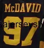 Maillot de hockey Edmonton 97 Connor McDavid Erie Otters Jerseys College Premier OHL avec COA Ice All cousu maison noir extérieur jaune