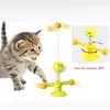 Cat Toys Teaser Plastic Windmill Funny Swing Spring Feather Playstick Whirligig Kitten Puzzle Training Adsorbable Fixation