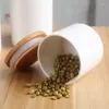 Bouteilles de stockage Boîte scellée en céramique avec couvercle en bambou Creative Spices Jar Sucre Café Conteneur Boîte Grains Noix Réservoir Cuisine Organisateur