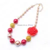 Pendant Necklaces Red Rose Flower Baby Kid Chunky Necklace Christmas Girl Kids Bubblegum Bead Children Jewelry Drop Delivery Necklac Dhihf