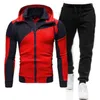 Tracksuits voor heren Men Splice Hoodie Tracksuit Tweedelige pak Dubbele ritssluiting Fashion Herfst Winter Sweatshirts en trainingsbroek Set mannelijk