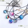 Pendant Necklaces Universe Galaxy Star Glass Cabochon Necklace Pendants Fashion Jewelry For Women Kids Drop Delivery Necklaces Dhqjg