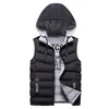 Gilets pour hommes Hommes hiver chaud gilet sans manches veste doudoune veste à capuche pour hommes réversible chapeau amovible haut extérieur S4XL 221202