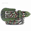 2022 Designer Ceinture Bb Simon Ceinture Squelette Vert Flash Diamant Série Hommes et Femmes Même Allongé Large Aiguille Boucle Style Punk Encart