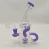 2022 8 tum Purple Glass Water Pipe Bong Dabber Rig Recycler Pipes Bongs r￶kr￶r 14,4 mm kvinnlig fog med vanligt Bowlbanger US Warehouse