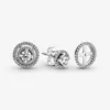 Sparkling Double Halo Stud Earrings Real Sterling Silver with Original Box for Pandora CZ diamond Wedding Party Jewelry For Women Girls Factory wholesale