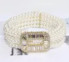 Belts Luxury Rhinestone Pearl Elastic Waistband Fashion Women Waist Belt Multi-Layers Girls Corset Strap Dress Decoration