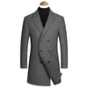 Herr ull blandar högkvalitet DoubleBreasted British Style Highend Simple and Elegant Fashion Business Casual Gentleman Slim Woolen Coat 221201
