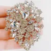 Brooches Exquisite Yellow Black White Crystal Rhinestone Flower Brooch Pin For Women Trend Banquet Accessories Coat