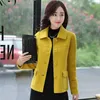 Damen Wollmischung Wollmantel Mode Frühling Herbst Damenjacke Kurz einreihig Gelb Weiblich Outwear Tops Mutter Kleid W25