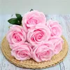 Decorative Flowers Pink Artificial Silk Rose Fake Bouquet Wedding Party Decor 7 Heads Blue Roses Flower Home Garden Decoration