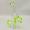 2022 Pipe à eau en verre vert fluorescent de 8 pouces Bong Dabber Rig Recycler Pipes Bongs Pipes à fumée Joint femelle de 14,4 mm avec entrepôt régulier BowlBanger US