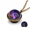 Pendentif Colliers Galaxy Neba Accessoires Voie Lactée Cosmique Étoile Ciel Double Face Boule De Verre Temps Gem Pendentif Collier Chaîne De Laine Ou Dhdoh