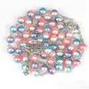 Colares de pingentes colares de pérolas colorf colares de pérolas para mulheres cristãos católicos cross crosary rosy pingente pingente jóia religiosa dhimq