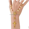 Beaded Gold Sier Lace Glass Imitation Pearl Katolska radbandsarmband Bönpärlor Jesus Cross Pärlade armband Uttalande smycken Dro Dhkwj