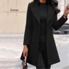 Women's Wool Blends Women Fashion Long Sleeve Woolen Coat Lapel Solid Color Jacket Korean Version Fall Cardigan 221201