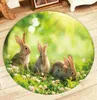 Tapijten konijnen bloemen groen gras ronde vloerkleden en voor kinderen baby huis woonkamer crystal fluweel groot kussen slaapkamer badmatten