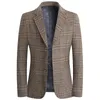 Men's Suits Blazers Fashion Casual Boutique Plaid Wool Suit Coat / Slim Fit Business Dress Jacket 221201